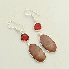 Norina Jasper Garnet Gemstone Handmade Drop Dangle Earrings Jewelry 2