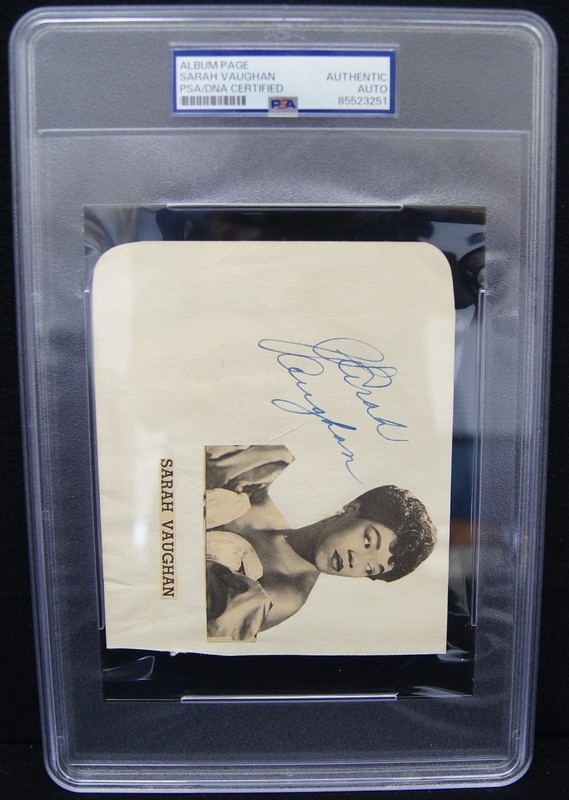 SARAH VAUGHAN Autographed Album Page PSA/DNA Authentic Auto Slabbed