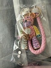 Teddy Bear Multicolored Rhinestones Rainbow Chunky Keychain/Bag Charm New