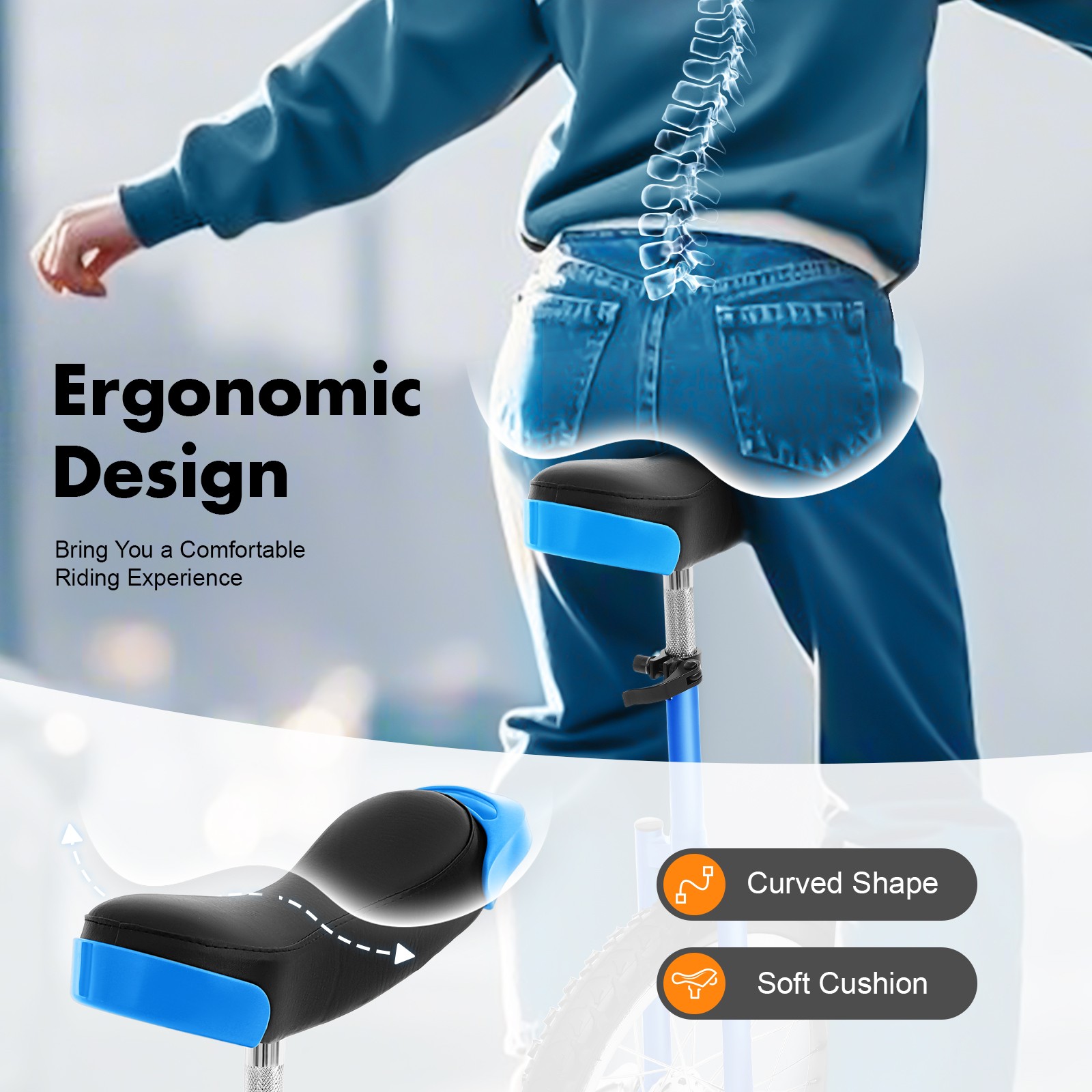 16" Unicycle One-Wheel Bike Kids Adults Beginner Outdoor Sports Self Balancing thumbnail 4