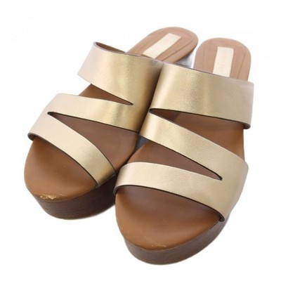 See By Chloe Dania Metallic Platform Sandals Leather Brown Gold Women EU37/US6.5