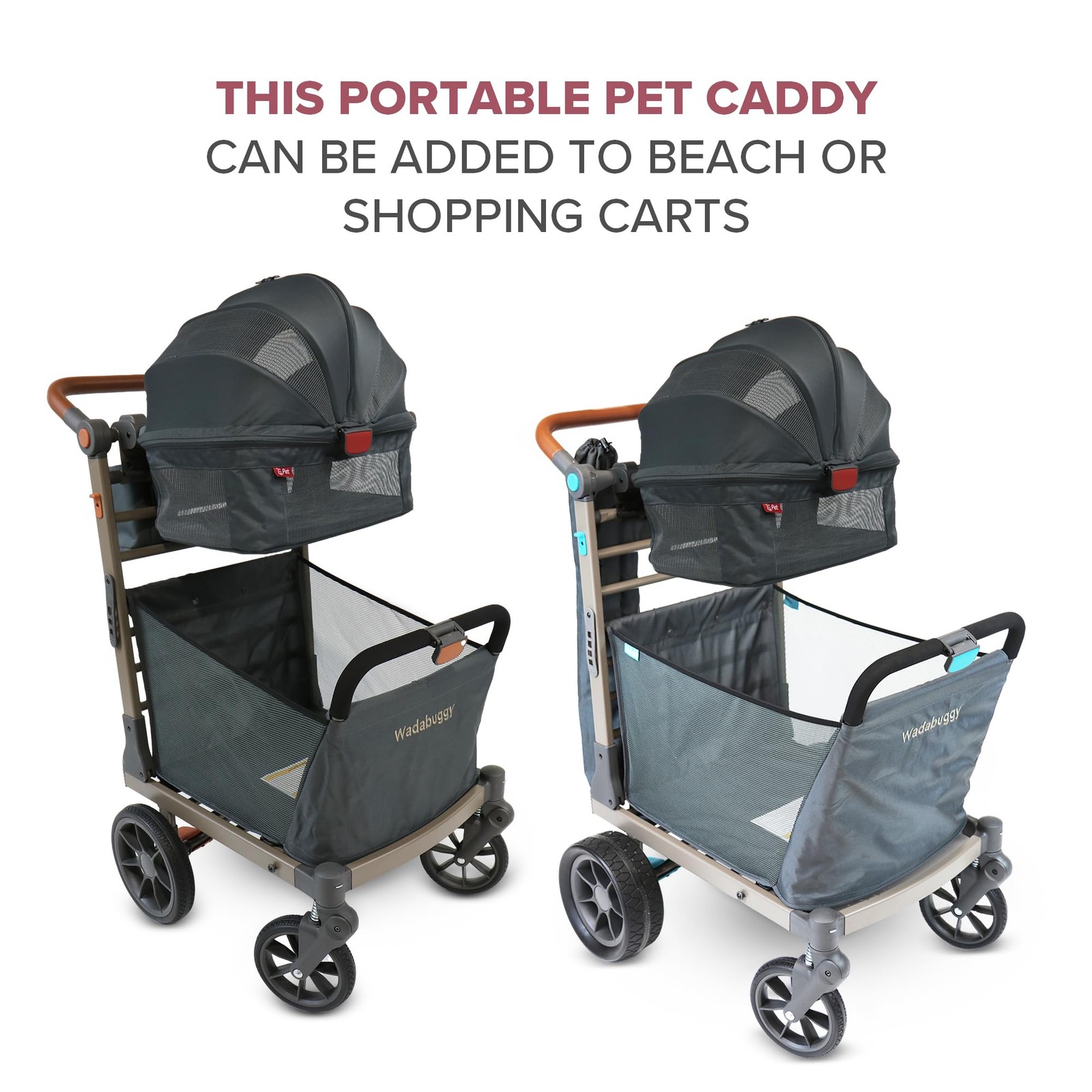 Wadabuggy Foldable Pet Caddy - Collapsible, Attachable & Removable Pet Carrier