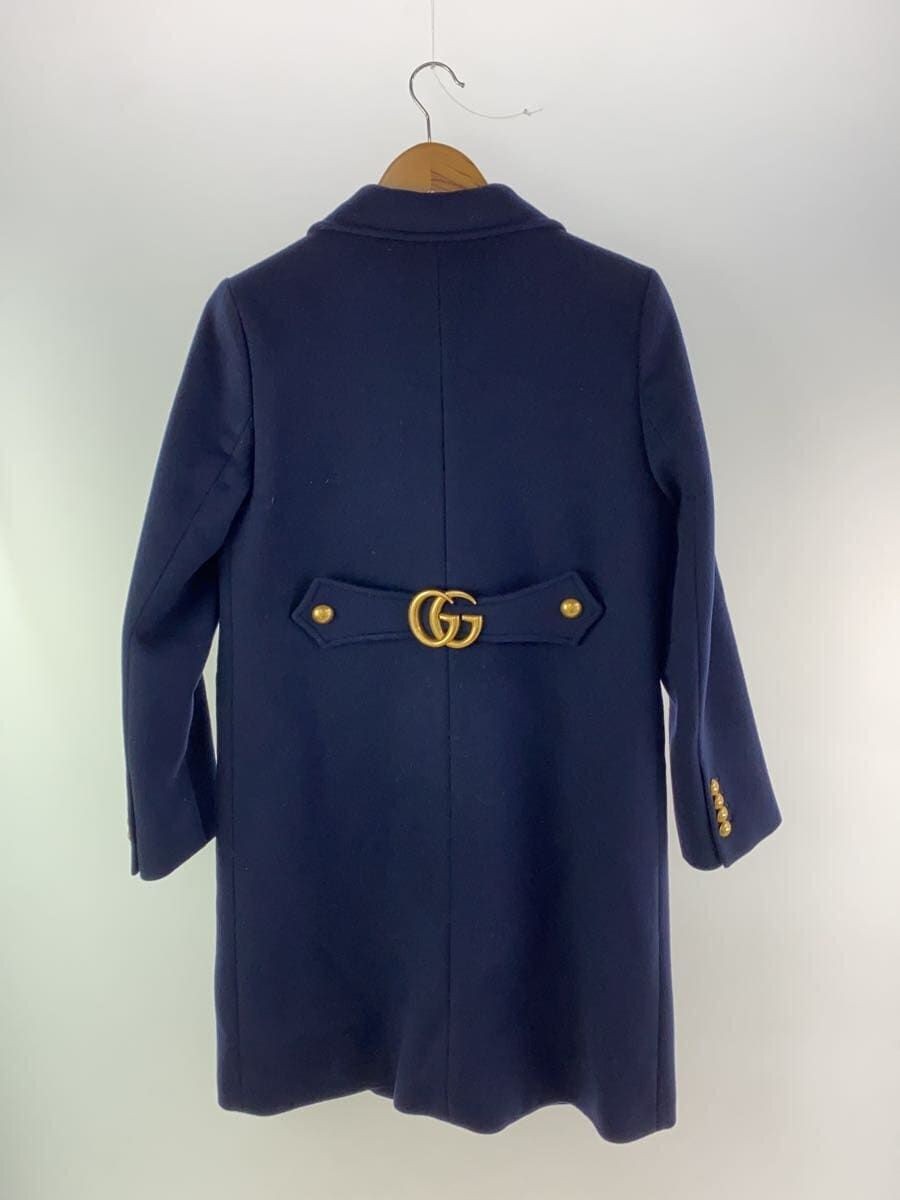 ALTRA GUCCI Altro Cappotto Doppio G Chester 18AW Italiano 42 Lana Navy Tinta Unita 494500