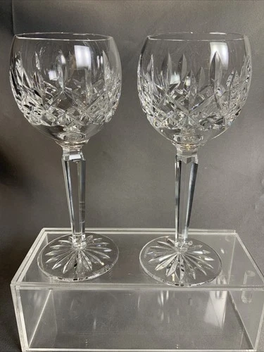 Pair Of VTG Waterford Crystal ‘Lismore’ 7 1/2” Hock Wine Glasses