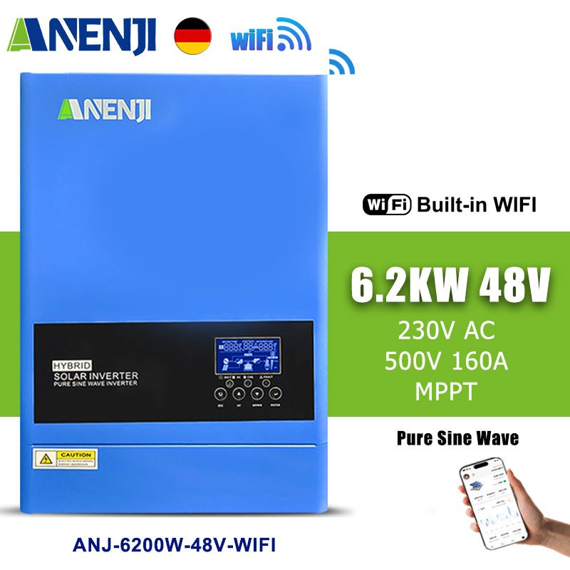 ANENJI 6200W 48V Solar Inverter Hybrid Sinus MPPT 120A PV 60-500V ...