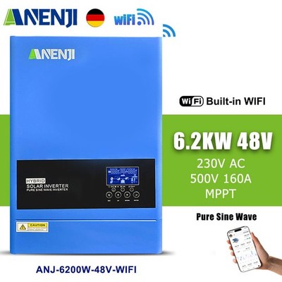 ANENJI 6200W 48V Solar Inverter Hybrid Sinus MPPT 120A PV 60-500V Wechselrichter