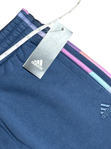 Adidas Girls All over Print Stripe Fleece Jogger Pants XL Blue Multi Color Kids - Picture 2 of 7