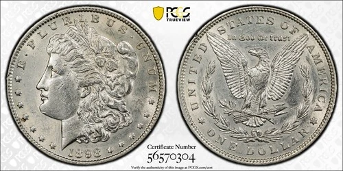 1898 Morgan Silver Dollar PCGS Gold Shield Cleaned AU Detail