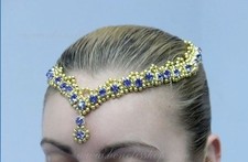 Drop Bindi Tiara Headpiece Ballet Costume Gold Crystals Sapphire Blue Pink Red
