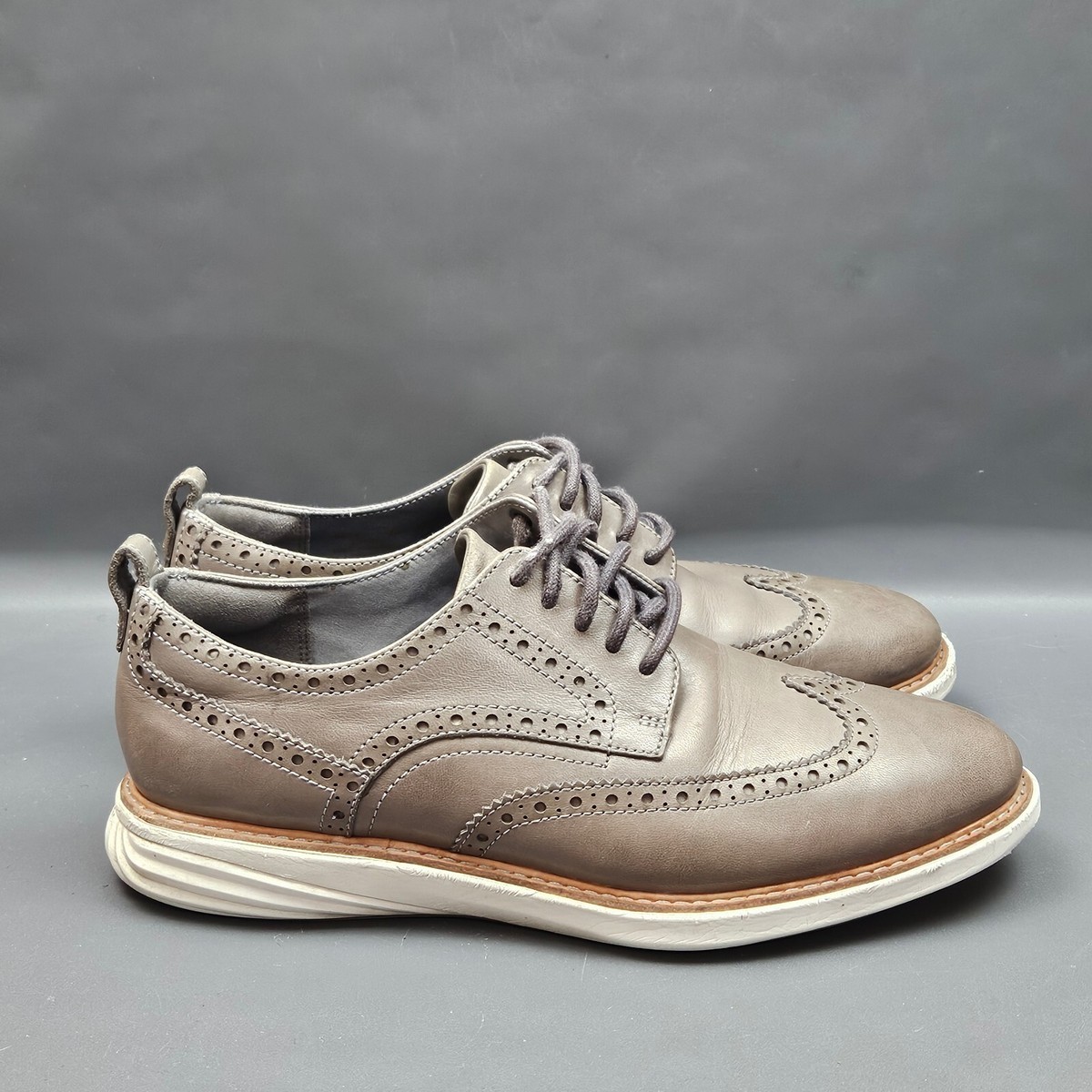 Cole Haan Grand Evolution Wingtip Oxfords Mens Size 8 Gray Leather Sneakers  | eBay