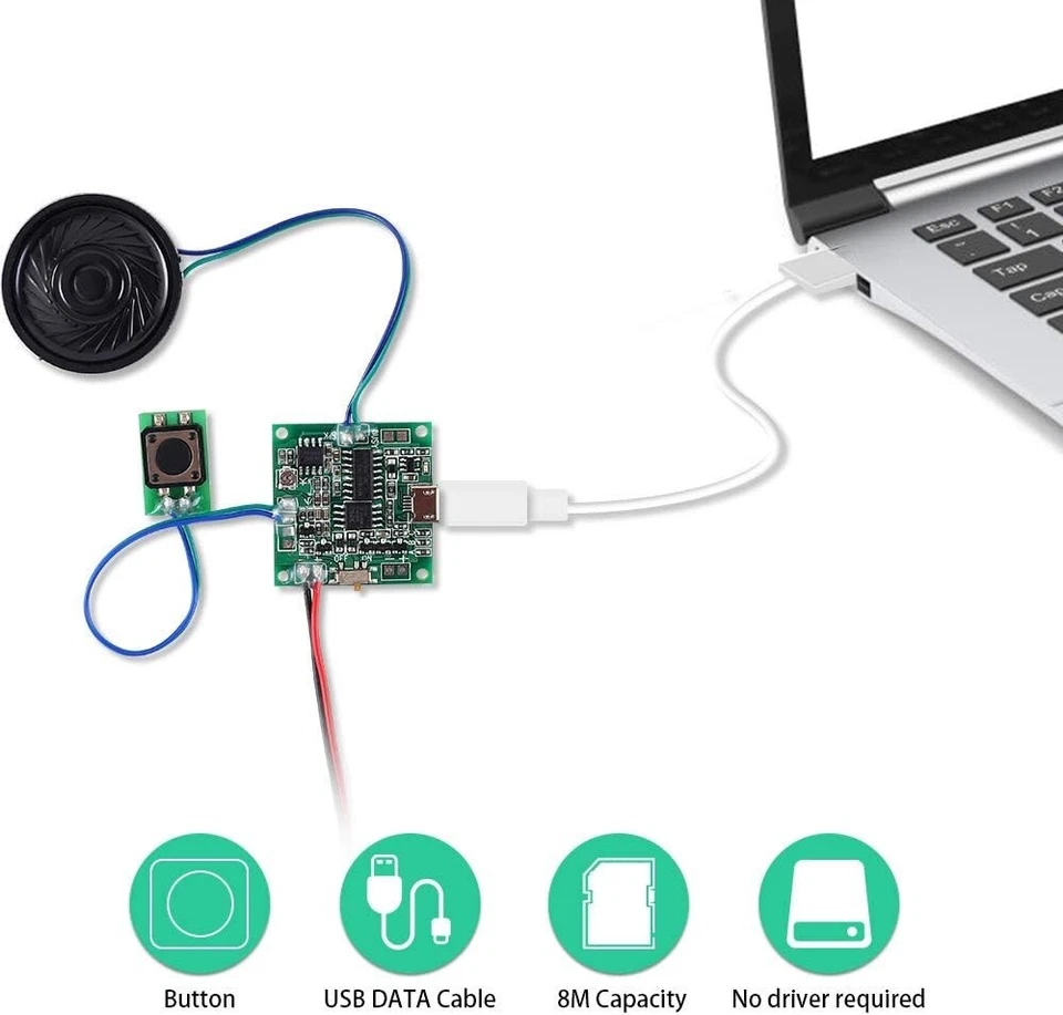 Sound Modul Tastensteuerung 8M Programmierbare MP3 WAV Musik Player Platine Mit - Bild 2 von 4