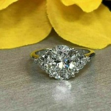 3.50CT Lab Created Oval Cut Diamond Wedding 3-Stone Ring 14K White Gold Finish