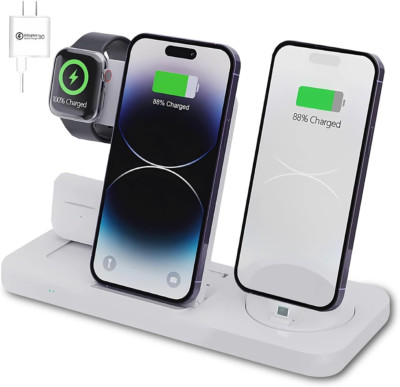 Wireless Charger, 6 in 1 Wireless Charging Station, Fast Wireless Charger Sta...