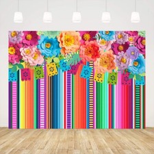6x4ft Mexican Fiesta Backdrop Photobooth Flowers Fiesta Background Drop Cinco...