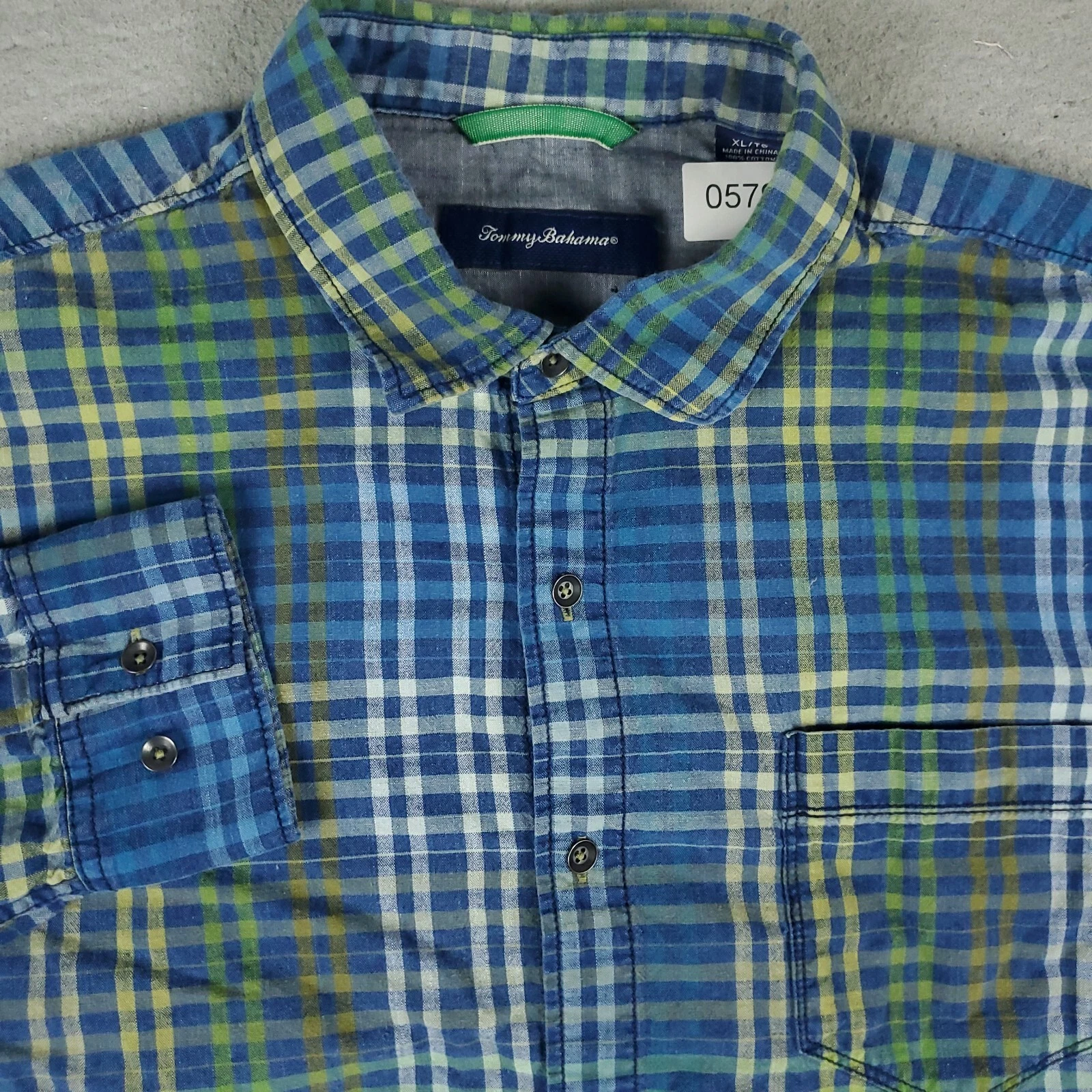 Tommy Bahama Shirt Mens Size XL Blue Plaid Cotton Button Up Long Sleeve *
Opens in a new window or t