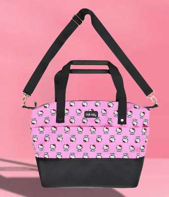Sanrio Hello Kitty Duffle Travel Tote Bag Pink AOP Bioworld Large