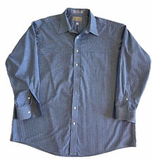 Bill Blass Shirt Blue Pin Striped Long Sleeve Collared Shirt/17.5-35/All Cotton