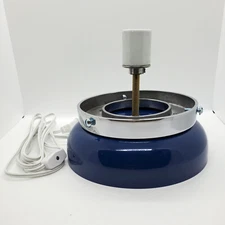 Dark Blue Powder Coated Lamp Display Base w/ Mounting Ring for Globe (GD103C)