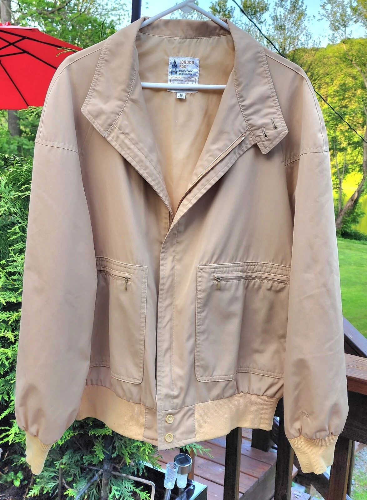 Vintage London Fog Men's Jacket Khaki Zip Jacket Coat Office Travel Everyday 48