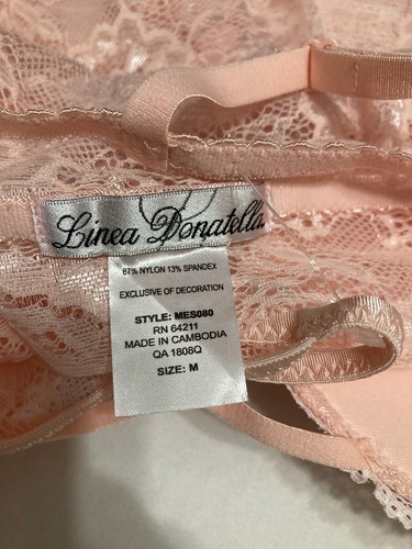 Linea Donatella Paisley Allover Lace Babydoll & Thong 2pc Lingerie Set Coral M - Picture 3 of 3