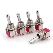 5Pcs SH T8011-Z1 Large Long Handle 6Pin ON-ON 2-Position DPDT Mini Toggle Switch