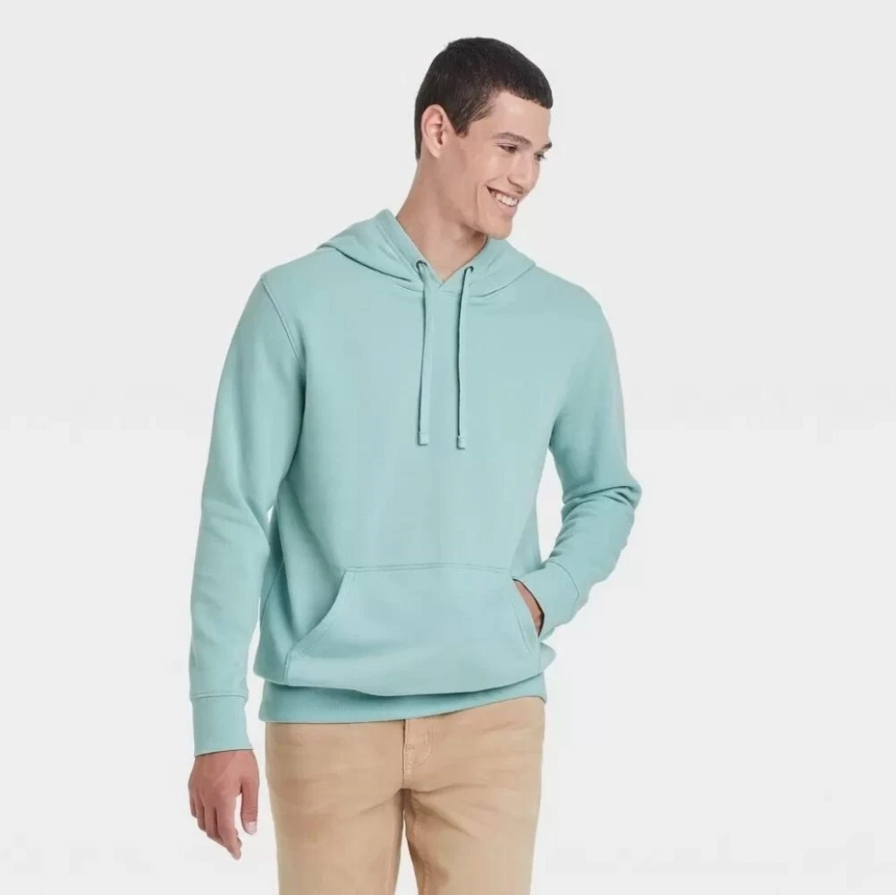 Mens Soft Fleece Hooded Sweatshirt Mint Green - Goodfellow & Co Size Medium