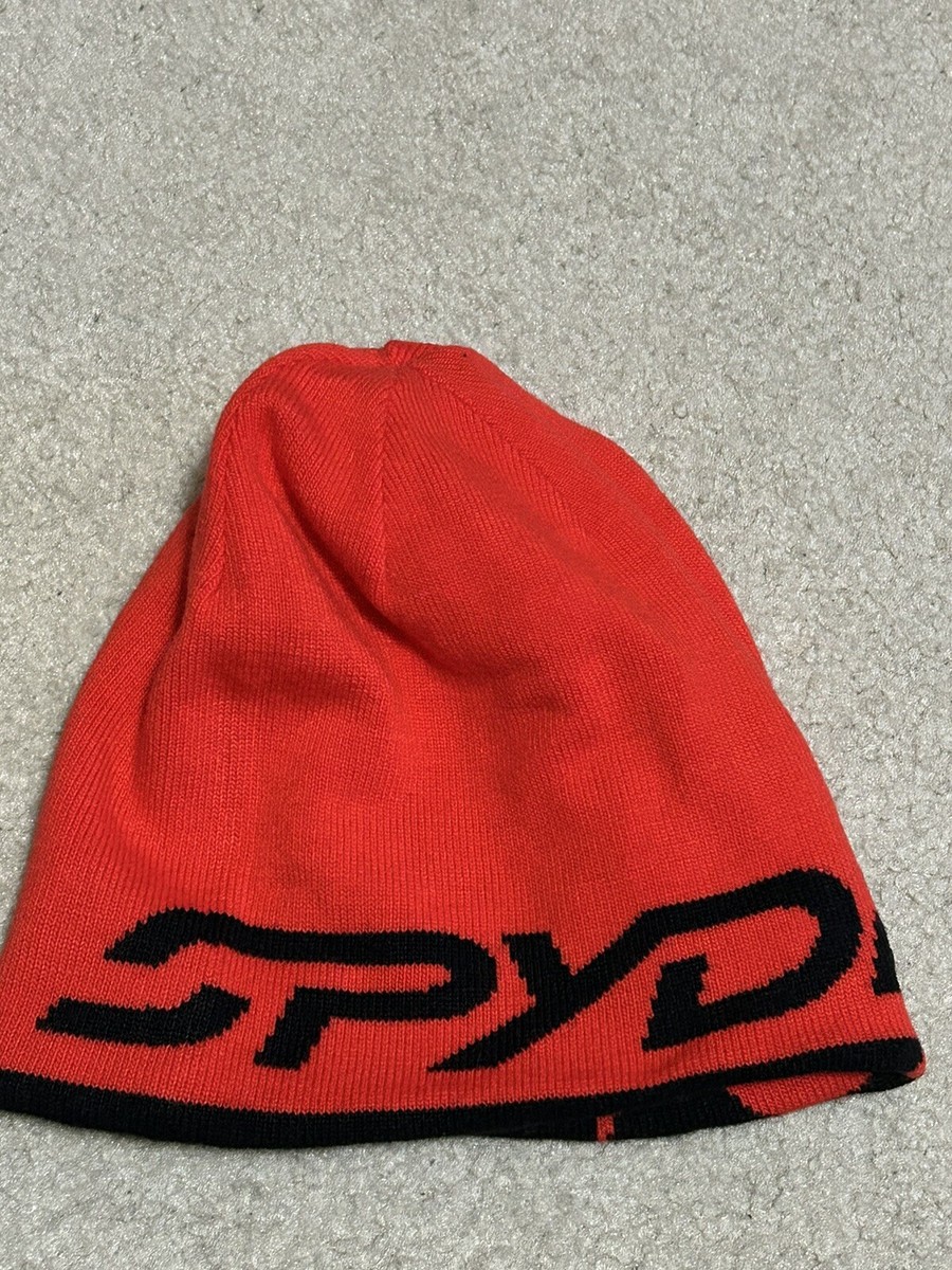 Spyder Reversable Beanie Winter Hat black and Red One Size Youth