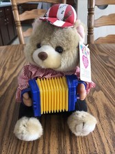 Musical Terri Bear With Tag Bear With Accordian Plays Oh Susanna - 10 Tall