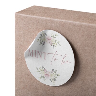 Pink Floral 'Mint To Be' Wedding Mint Favour Stickers Labels (LA26)