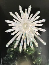 Large 14" Lighted Starburst Snowflake Christmas Tree Topper