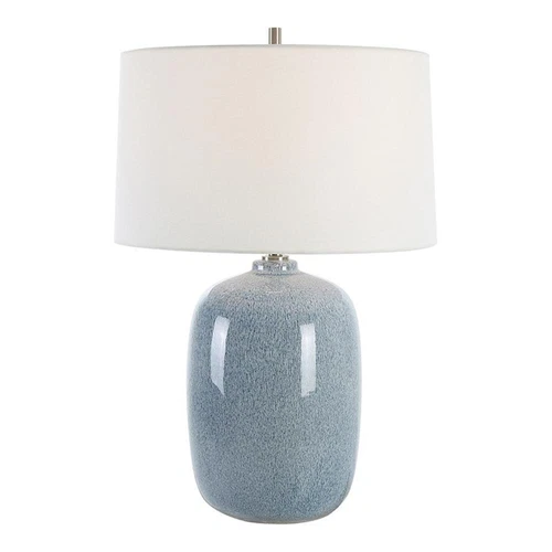 Uttermost Jubilee Coastal Ceramic and Fabric Table Lamp in Blue/Nickel - Picture 1 of 7