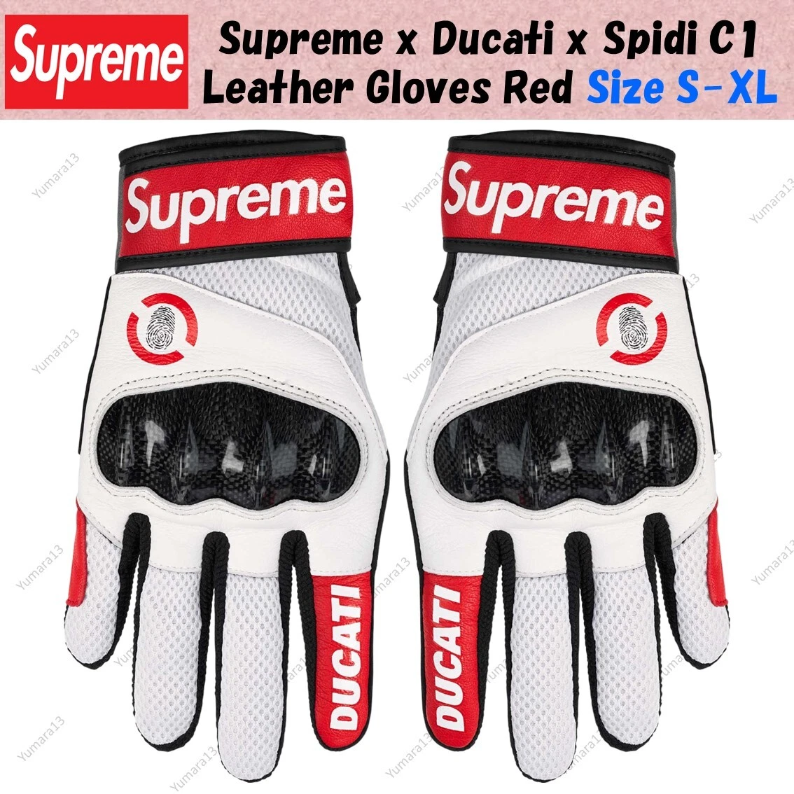 Supreme x Ducati x Spidi C1 Leather Gloves Red SS24 Size S XL