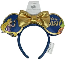 New Disney Cruise Line Wish Rapunzel Pascal Tangled Minnie Ears Bow Headband