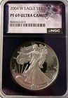 2004-W Proof American Silver Eagle 1 oz $1 NGC PF69 Ultra Cameo West Point Mint