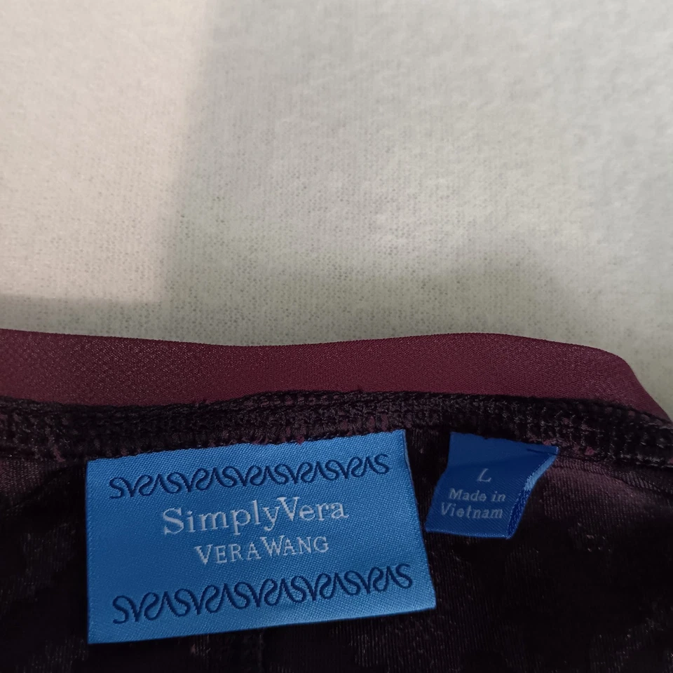 Блузка Simply Vera Vera Wang Velvet Burnout размер большой бордовый с длинным рукавом - Изображение 2 из 4