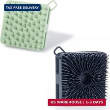 MtBoi 2 PC Silicone Exfoliating Body Scrubber, Body Shampoo Brush, Soft Silicone