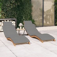 Sonnenliegen 2 Stk. Mit Auflagen Massivholz Teak