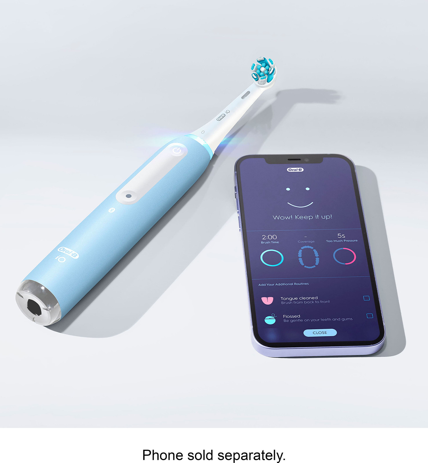 Перезаряжаемая электрическая зубная щетка Oral-B - iO Series 4 с насадкой - Ледяным синим
