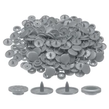 400 Set Plastic Snaps T5 Round Resin No-Sew Button Fasteners Kit, Grey