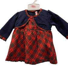 Dress Baby Girls Tartan Red Navy Blue 3-6 Months Free Postage