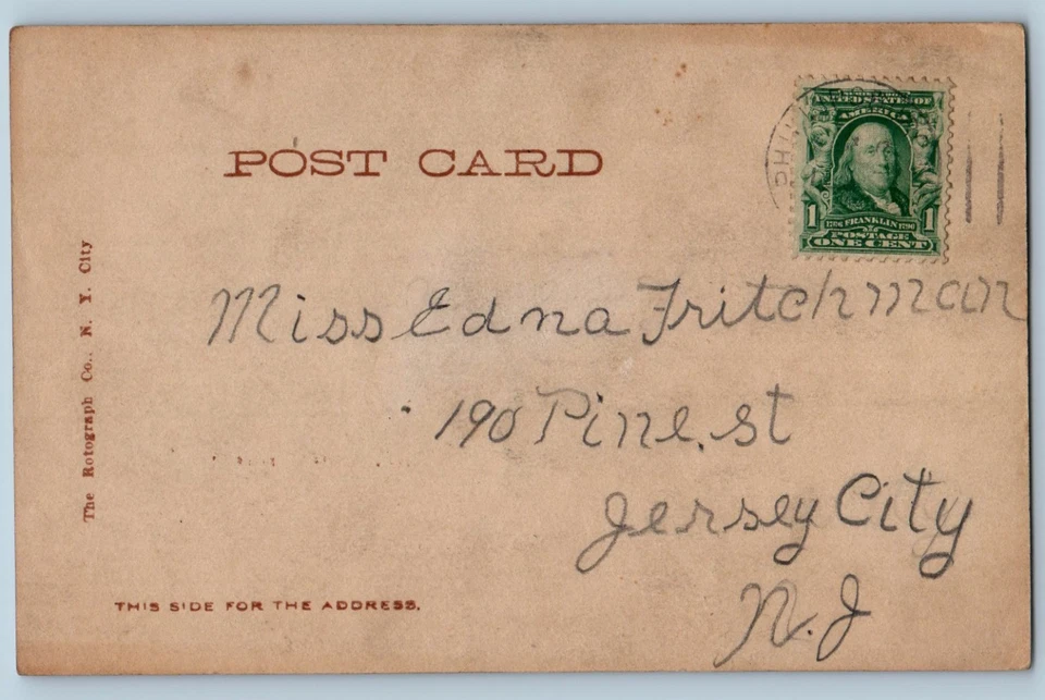 c1905 My Love Large Letters Pretty Women Jersey City NJ RPPC Photo Postcard - Image 2 of 2