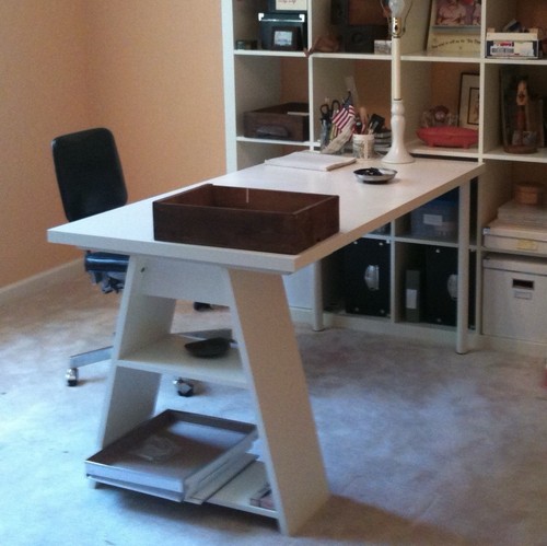2 Ikea Vika Adils Tischbeine rund weiß Metall Schreibtisch Esszimmer Montagematerial - Bild 8 von 8
