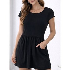 Madewell Black Cap Sleeve Fit Flare Dress Pockets Size Small