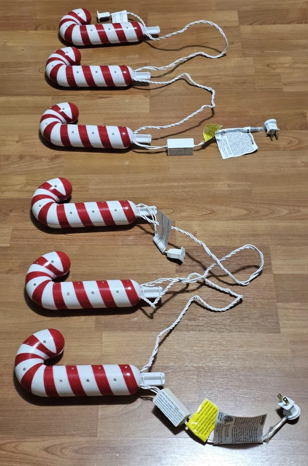 Bastón de caramelo de Navidad ilumina marcadores de camino decoración de patio interior o exterior 6 piezas Foto 4 de 4