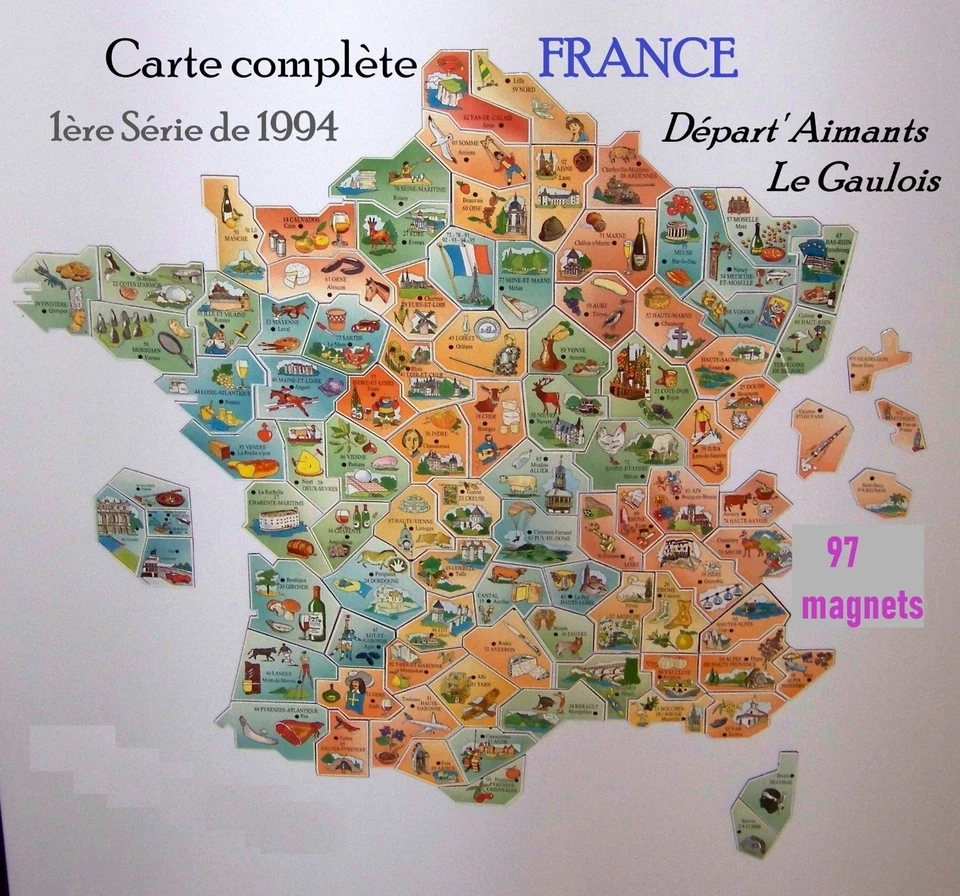 🐔Départements de France, CARTE COMPLETE 1994 LE GAULOIS (Toute 1ère édition) - Photo 1/4
