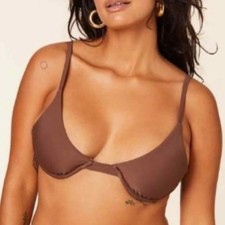 Andie Swim Size S Bikini Top Sicily Top NWT Espresso Brown Neutral Minimalist