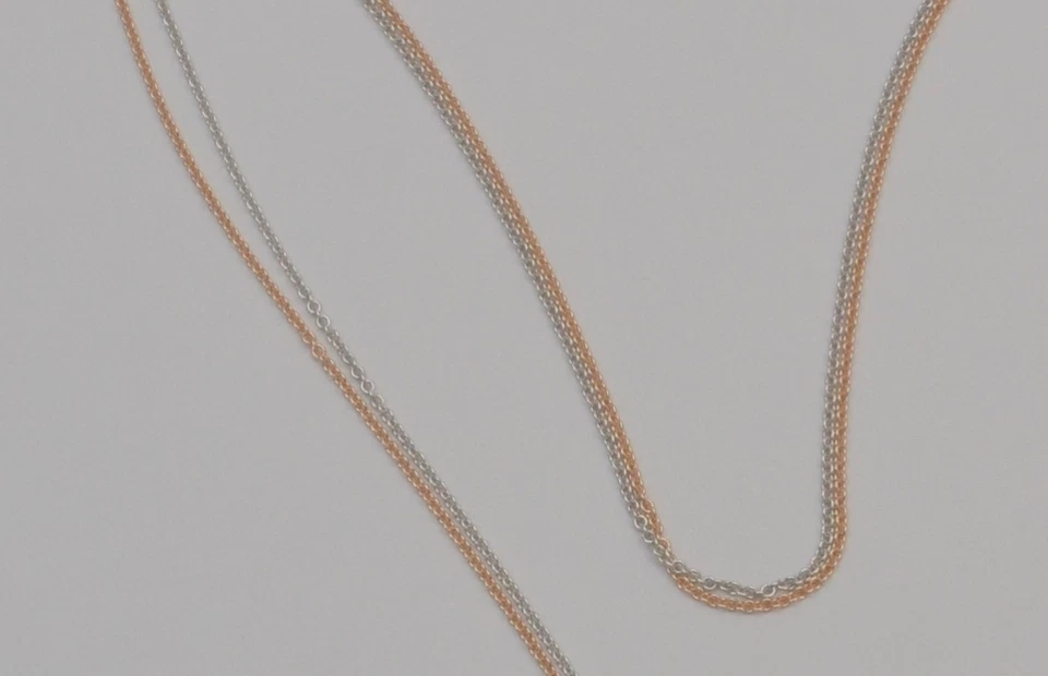 14K Rose & White Gold Two Tone Chain Necklace 15.25” Solid Gold C4 - Image 4 of 4