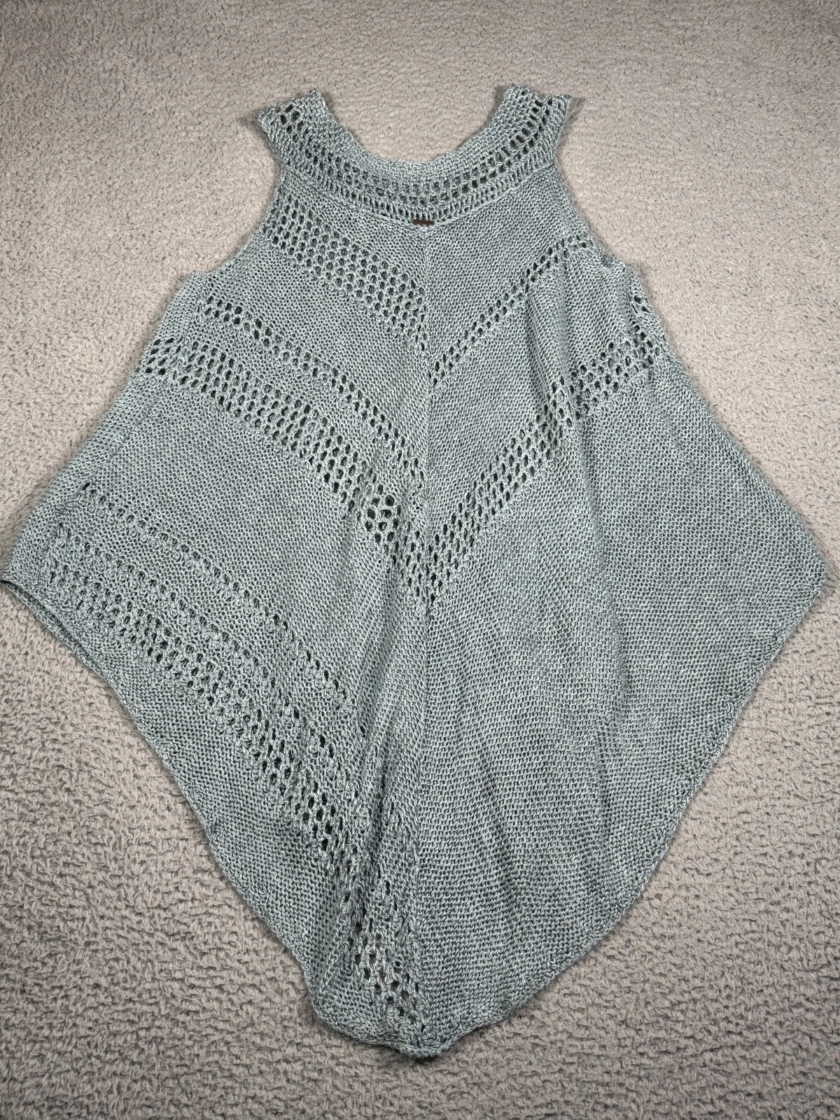 Free People Sweater Womens M/L Blue Linen Blend Open Knit Poncho Tank
Opens in a new window or tab