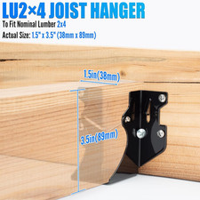 10 Pack 2x4 Joist Hanger Black Powder Coated, Q235B Galvanized Steel Face Mou...