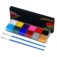 Face Painting Kit for Kids Oil-Based Face Paint with 2 Brushes, Non 12 Colors